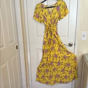 Mod Goddess Floral Yellow Dress, S
